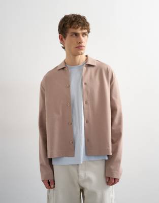 Topman Relaxed Fit Cropped Polo In Neutral