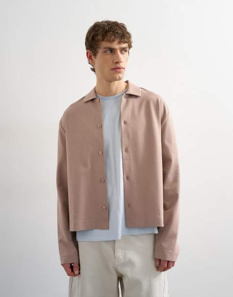 Topman relaxed fit cropped polo in taupe - view 1