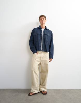 Topman Relaxed Fit Denim Overshirt In Blue