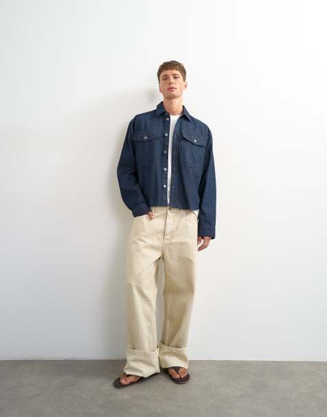 Topman relaxed fit denim overshirt in raw - view 1