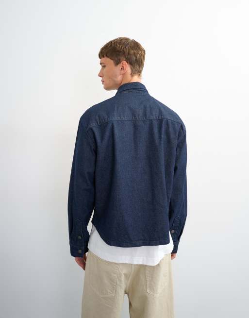 Topman relaxed fit denim overshirt in raw, 3 of 5