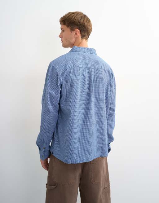 Topman relaxed fit flannel check shirt in blue, 3 of 5