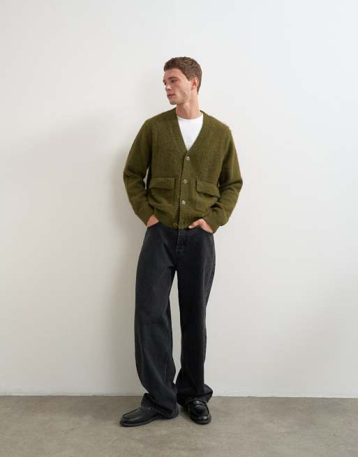 Topman relaxed-fit fluffy vest met twee zakken in kaki, 4 van 5
