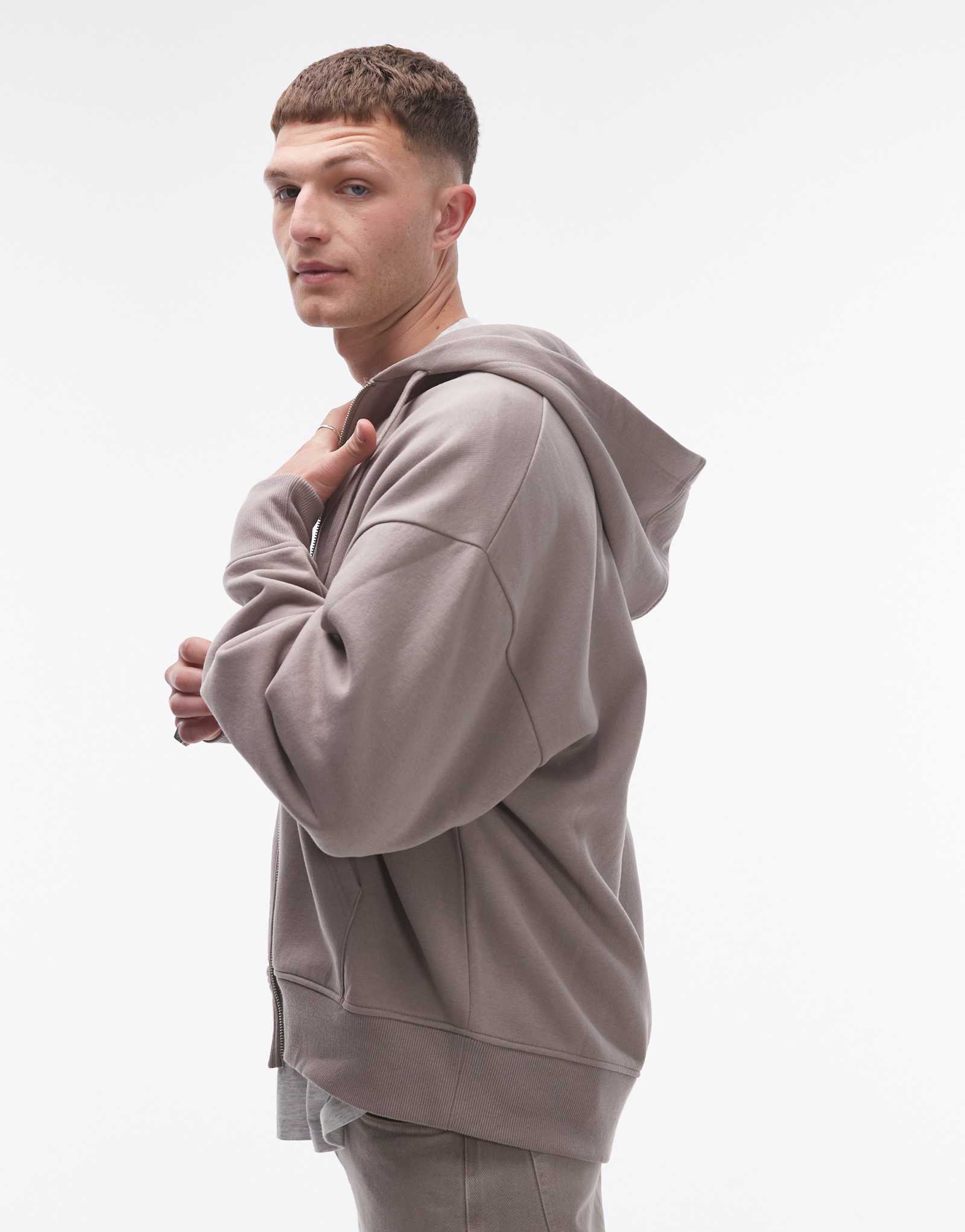 Толстовка Topman свободного кроя с капюшоном на молнии темно-серого цвета