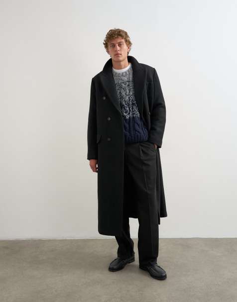 Topman relaxed fit hand knitted cable jumper with ombre twist in navy - view 1