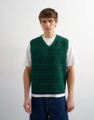 Topman Relaxed Fit Cropped Knit Tank In Green