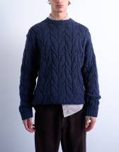Topman relaxed fit heavyweight knitted jumper with cable in navy