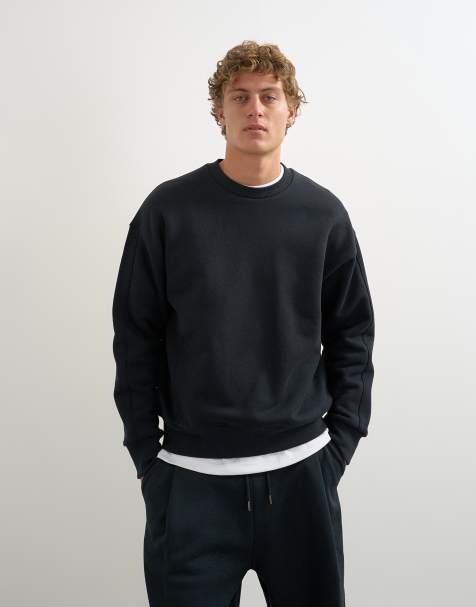 Topman relaxed fit heavyweight sweatshirt in black - view 1