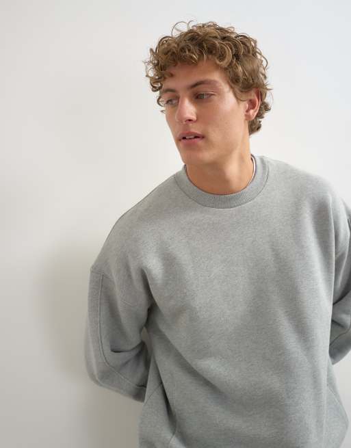 Topman relaxed-fit heavyweight sweatshirt in gemêleerd grijs, 3 van 5