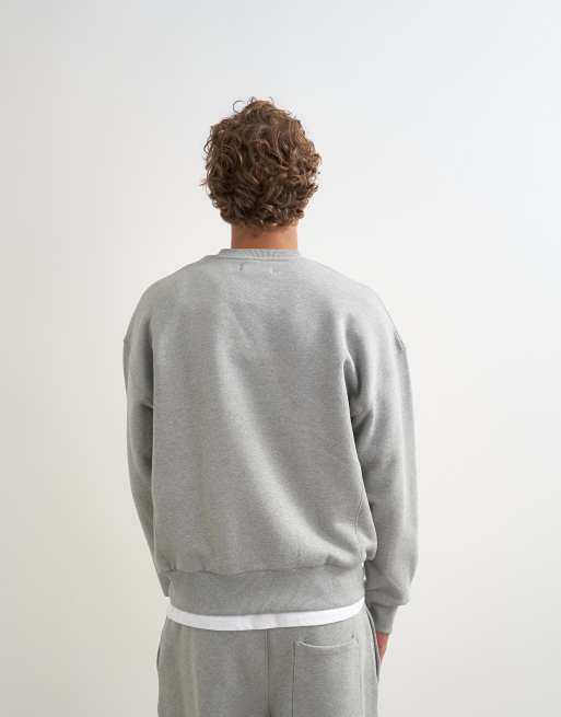 Topman relaxed-fit heavyweight sweatshirt in gemêleerd grijs, 4 van 5