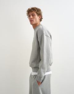 Model wearing Relaxed fit heavyweight sweatshirt in grey marl