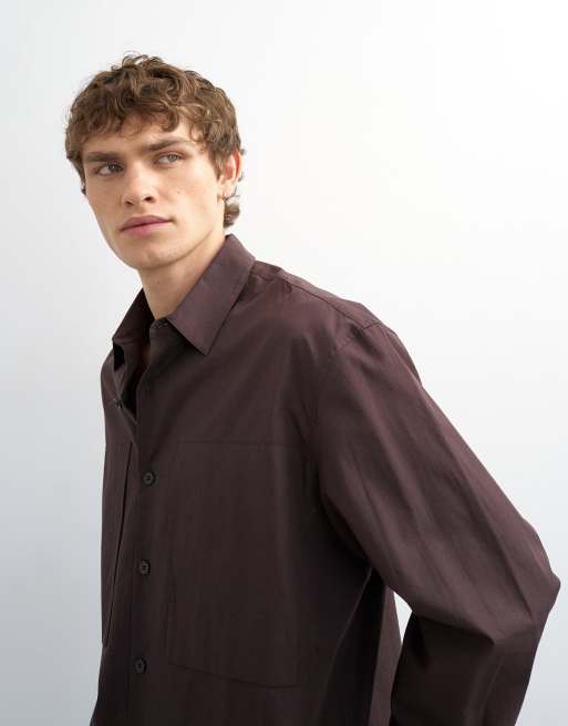 Topman – Relaxed-Fit-Hemd aus Popeline in Braun, 4 von 5