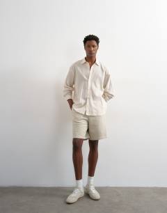 Relaxed fit jersey short in washed beige