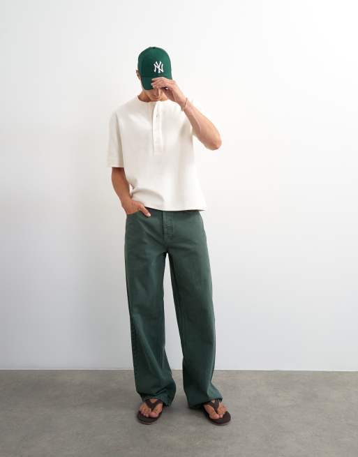 Topman relaxed fit jersey twill baseball henley shirt in ecru, 2 of 5