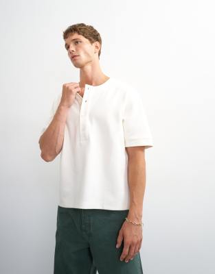 Topman Relaxed Fit Jersey Twill Baseball Shirt In White