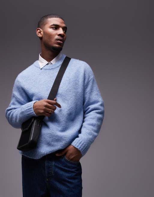 Topman relaxed fit jumper in light blue ASOS