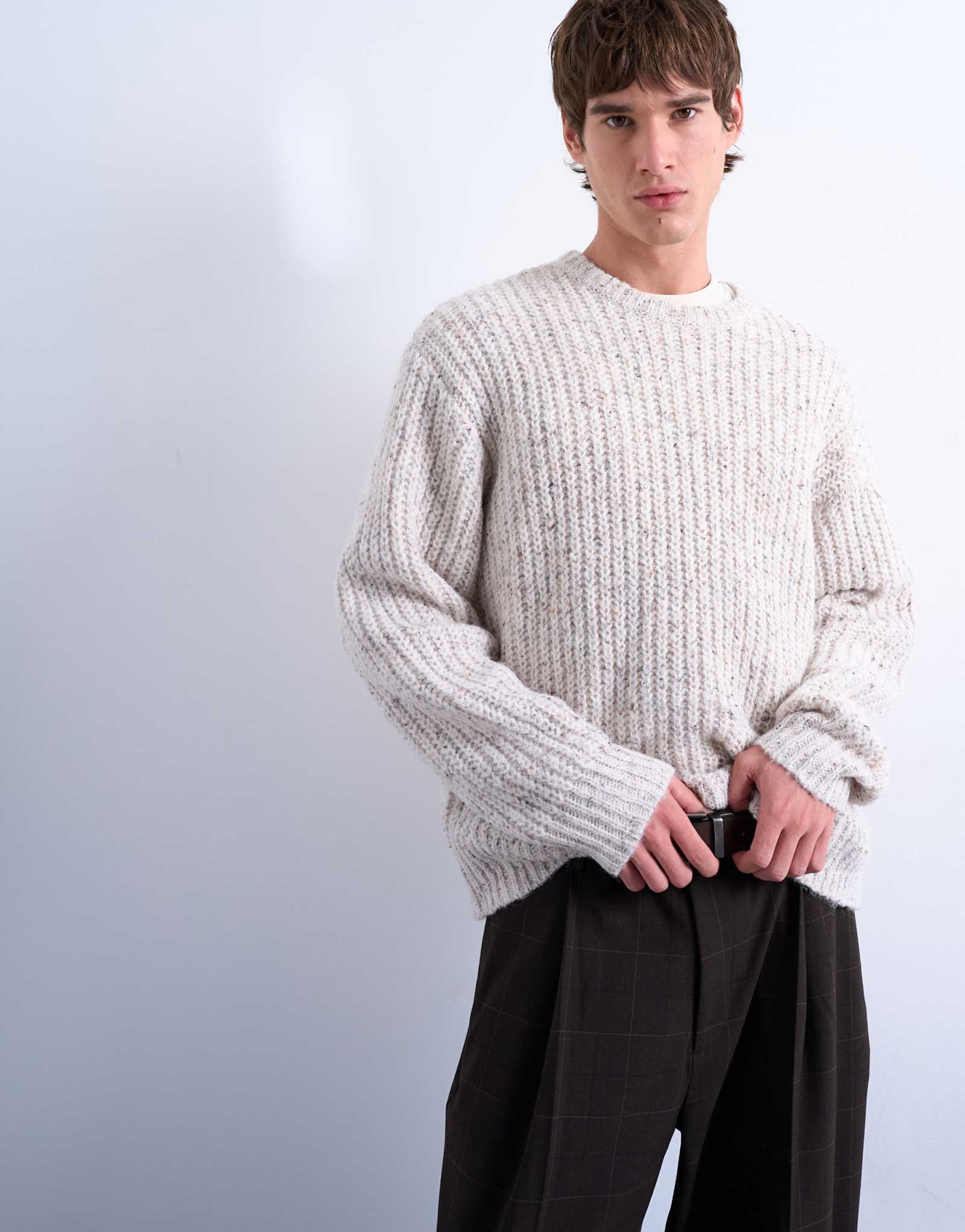 Вязаный свитер свободного кроя Topman с принтом nep цвета экрю
