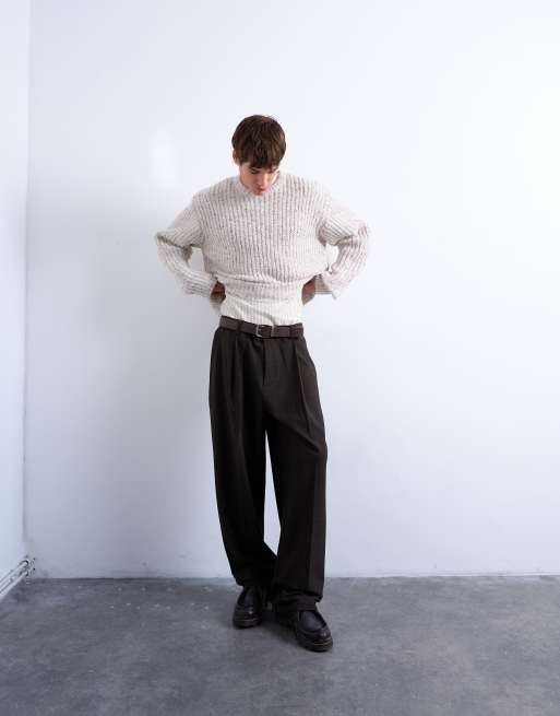 Topman relaxed fit knitted jumper with nep in ecru