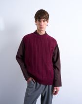 Topman relaxed fit knitted cable tank in burgundy