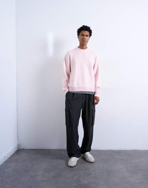 Topman relaxed fit knitted crew neck jumper in pink, 2 of 5