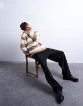 Topman relaxed fit knitted stripe polo jumper in brown