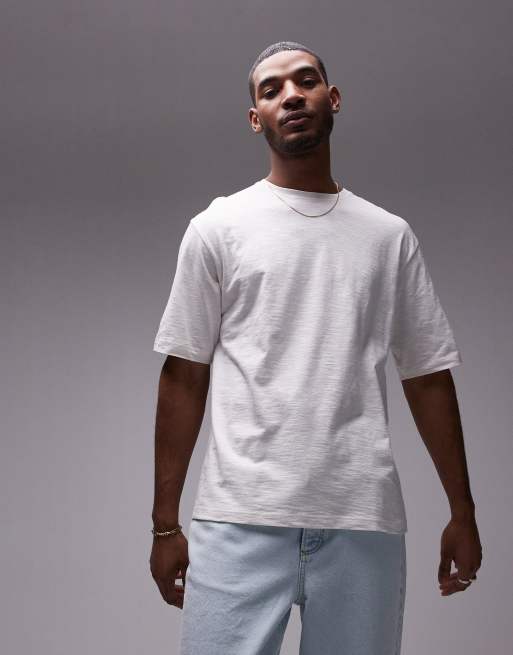 Topman relaxed fit linen-mix T-shirt in ecru, 2 of 4