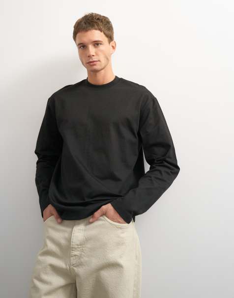 Topman relaxed fit long sleeve t-shirt in black - view 1