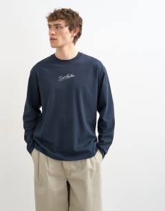Relaxed fit long sleeve t-shirt with ciao bella print in navy