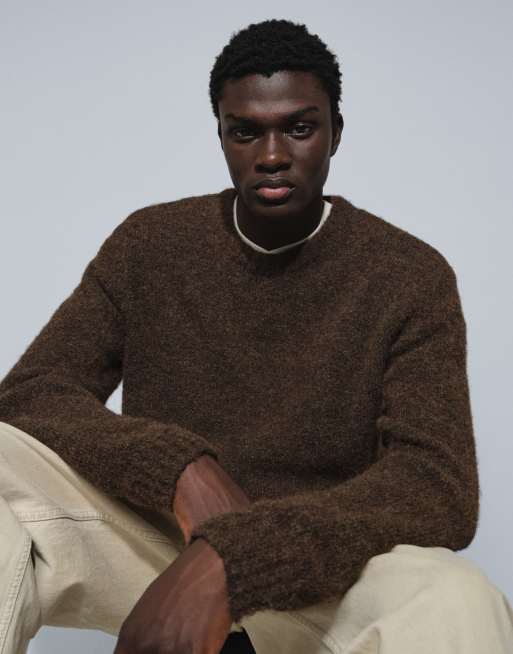 Topman relaxed fit loose knit jumper in brown, 2 of 5