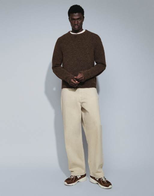 Topman relaxed fit loose knit jumper in brown, 5 of 5
