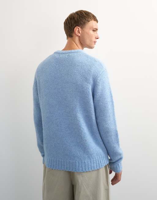 Topman relaxed fit loose knit jumper in light blue, 3 of 5