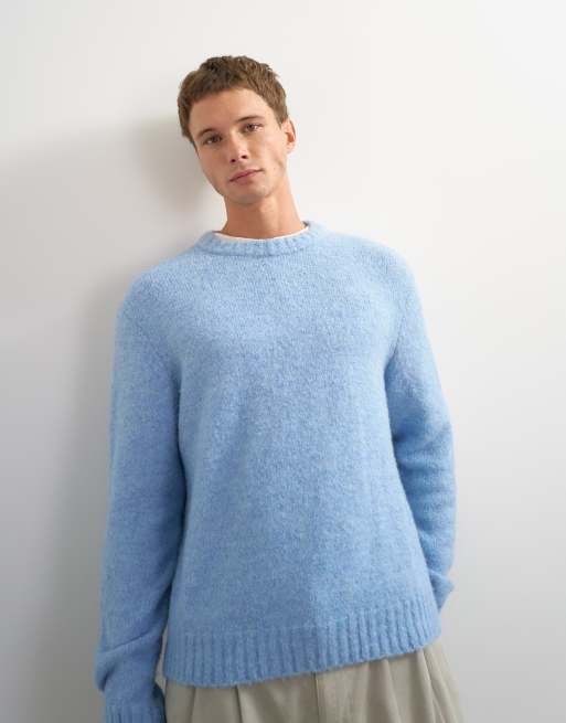 Topman relaxed fit loose knit jumper in light blue, 5 of 5