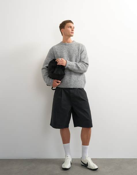 Topman relaxed fit loose knit jumper in light grey - view 1