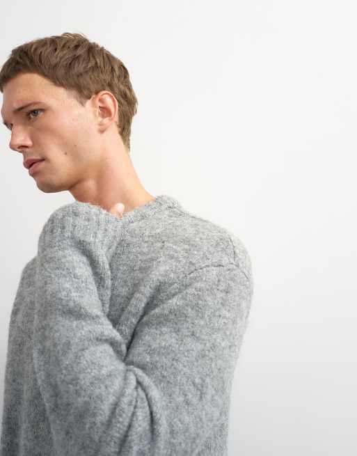 Topman relaxed fit loose knit jumper in light grey, 3 of 5