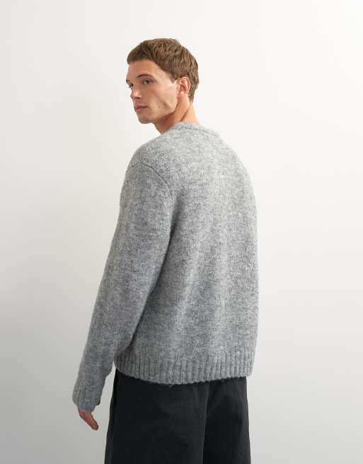 Topman relaxed fit loose knit jumper in light grey, 4 of 5