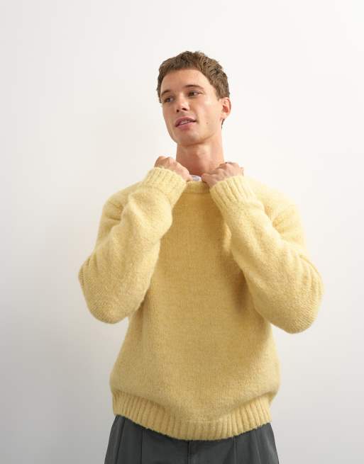 Topman relaxed fit loose knit jumper in yellow, 2 of 5