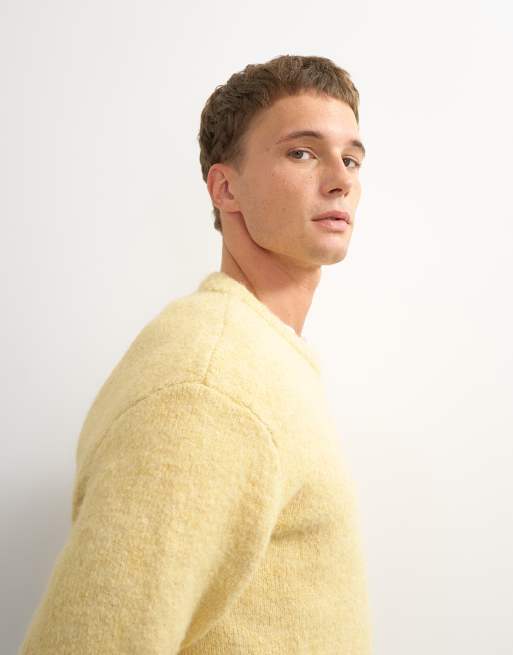 Topman relaxed fit loose knit jumper in yellow, 3 of 5