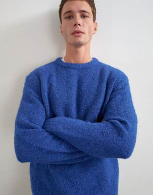 Topman Relaxed Fit Loose Knit Sweater In Blue