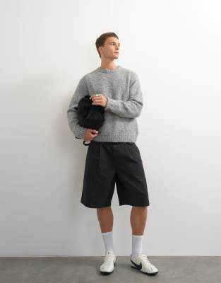 Topman Relaxed Fit Loose Knit Sweater In Gray