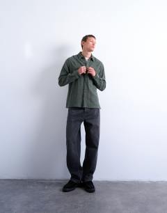 Model wearing Relaxed fit marl textured shirt in green