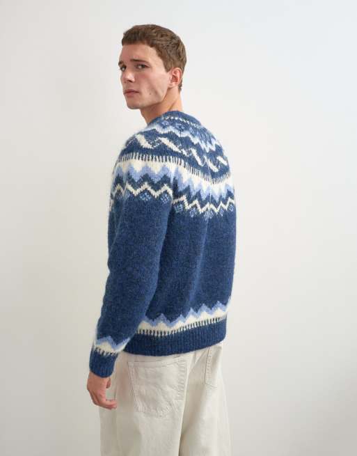 Topman Relaxed Fit Norweger-Strickpullover in Marineblau, 5 von 5