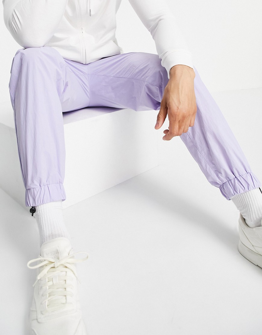 Topman relaxed fit nylon sweatpants in lilac-Purple