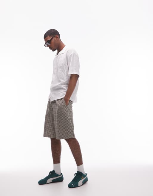 Topman relaxed fit open knit floral patch button through polo in white, 3 of 4