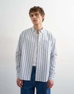 Relaxed fit oxford shirt with stripe in blue