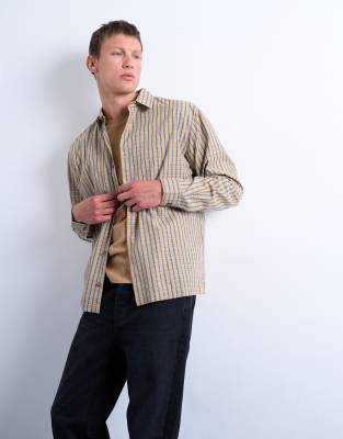 Topman Relaxed Fit Poplin Check Shirt In Multi