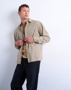 Relaxed fit poplin check shirt in mustard