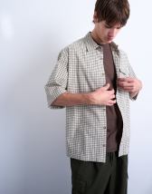 Topman relaxed fit cropped flannel shirt in brown plaid
