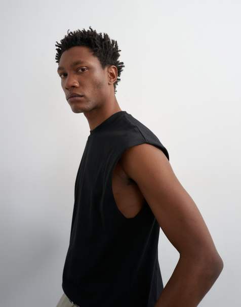 Topman relaxed fit sleeveless T-shirt in black - view 1