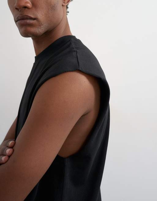 Topman relaxed fit sleeveless t-shirt in black, 3 of 5