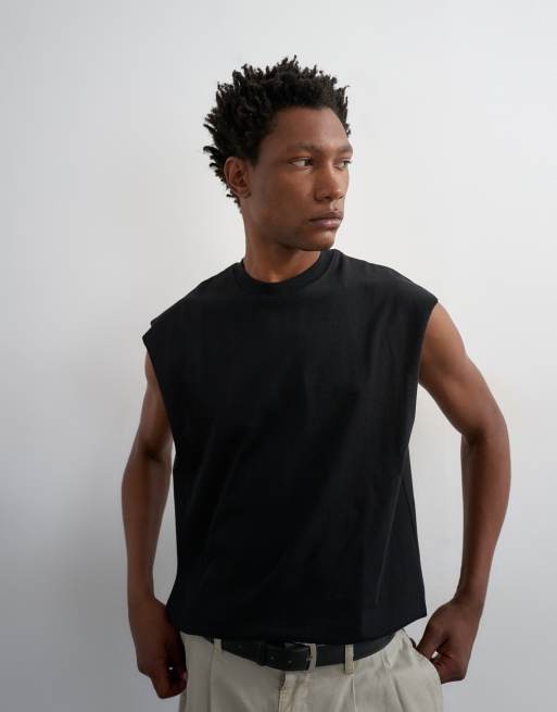 Topman relaxed fit sleeveless t-shirt in black, 4 of 5